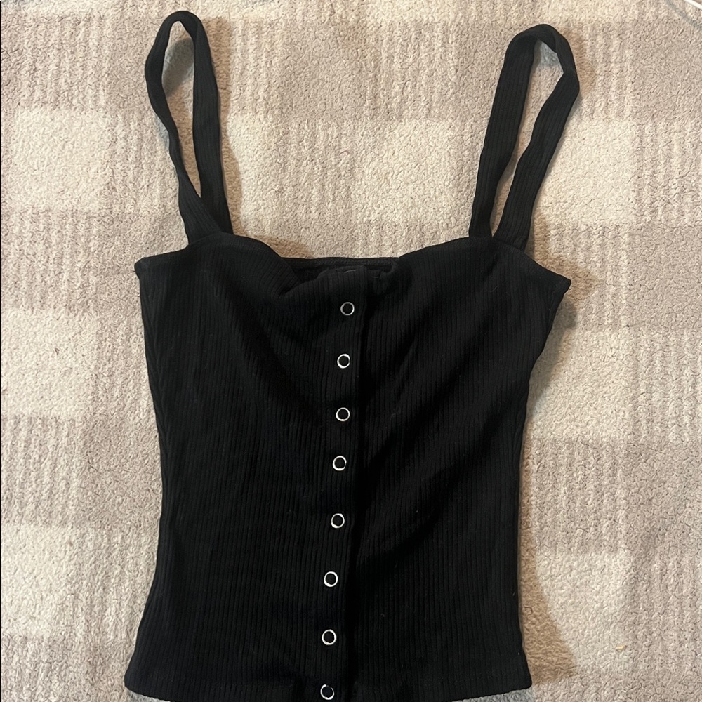 Black Button-Up Tank Top reformation
